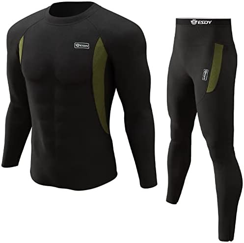 Thermal Underwear for Men, Long Johns Set with Fleece Lined, Winter Hunting Gear Warm Base Layer Sport Top & Bottom