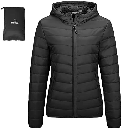 Outdoor Ventures Women's Packable Lightweight Full-Zip Puffer Jacket with Hood Quilted Winter Coat