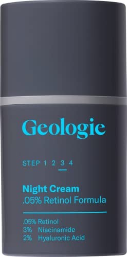 Geologie Gentle .05% Retinol Night Cream | Daily 0.05% Sensitive Skin Retinol Cream with Retinol, Hyaluronic Acid, and Niacinamide | 50 ML | 90 Day Supply