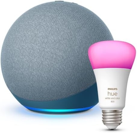 Echo (4th Gen) | Twilight Blue with Philips Hue Color Smart Bulb