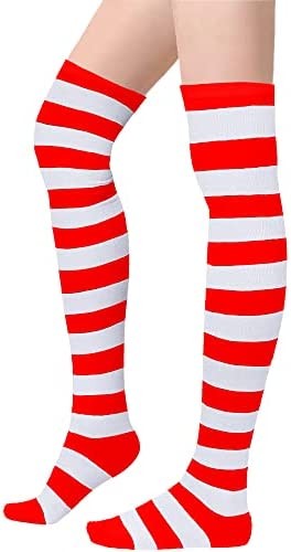 Uttpll Womens Thigh High Socks Striped Stockings Fashion Colored Long Over Knee High Socks for Halloween, Party, Daily Wear