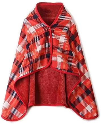 Ladies Multifunction Double-Layer Tartan Plaid Blanket Scarf Wrap Shawl Winter Warm Blanket Scarf Wrapped Shawl (D, One Size)
