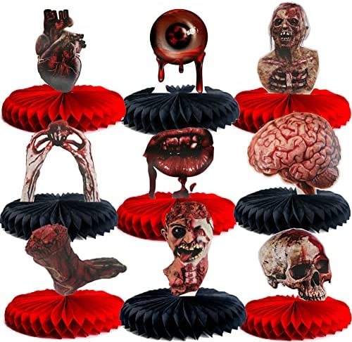 Halloween Decorations Indoor Honeycomb Table Decor.Party Favors Horrifying Halloween Party Supplies Favors Tombstone Skeleton Ghost For Adults Kids Decorations Room Escape Props Horror Scene Decor Roo