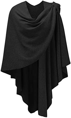 Womens Large Cross Front Poncho Sweater Wrap Topper Knitted Elegant Shawls Cape for Fall Winter