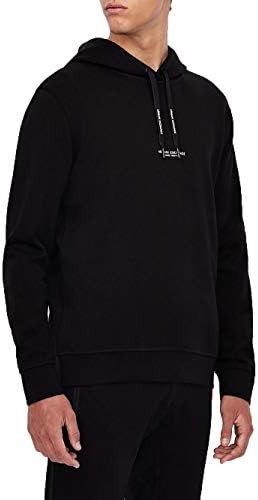 A|X ARMANI EXCHANGE mens Pull-over With Front Back Logo Hooded Sweatshirt, Black, Medium US