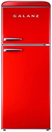 Galanz GLR10TRDEFR Retro Refrigerator with Top Freezer Frost Free, Dual Door Fridge, Adjustable Electrical Thermostat Control, 10.0 Cu Ft, Red