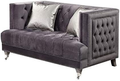 Acme Furniture Hegio Love Seats, Gray Velvet