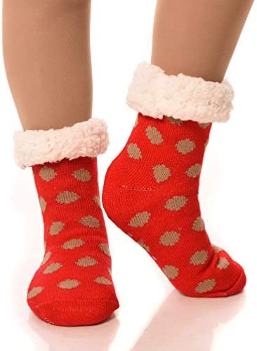 Womens Sherpa Socks Thermal Fleece Lined Fuzzy Gripper Socks Winter Christmas Slipper Socks