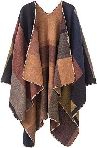 Women's Blanket Shawls Wraps Winter Open Front Poncho Cape Oversized Cardigan Sweater
