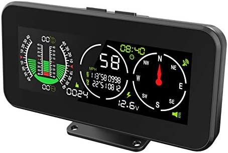 MR CARTOOL M60 Car Inclinometer Digital GPS HUD Pitch Angle Slope Meter MPH Speedometer with Compass for Off-Road SUV Vehicles