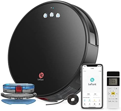Lefant Robot Vacuum and Mop, Robotic Vacuum Cleaner with 3200Pa Suction, Smart Navigation, 150 Mins Runtime, Works with Alexa and Google Assistant, Self-Charging, Ideal for Pet Hair,Floor,Carpet（U180）