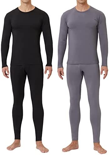 Thermal Underwear for Men - 2 Pack Sets Ultra Soft Long Johns - Warm Base Layers with Fleece Lined for Cold Weather