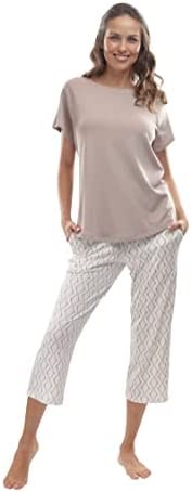 jijamas Incredibly Soft Pima Cotton Women's Pajama Set - Cropped Pants