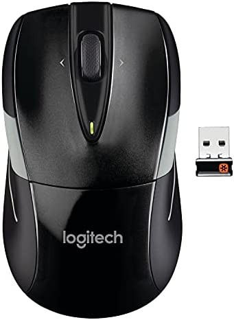 Logitech M525 Wireless Mouse – Long 3 Year Battery Life, Ergonomic Shape for Right or Left Hand Use, Micro-Precision Scroll Wheel, and USB Unifying Receiver for Computers and Laptops, Black/Gray