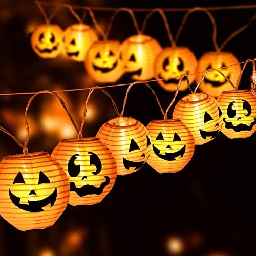 Joyin Halloween Pumpkin String Lights Decorations , 10FT 12 LEDs Light Up Orange Pumpkin Lantern Lights, 3D Jack-O-Lantern Halloween Lights for Halloween for Party Patio Indoor Outdoor Decorations