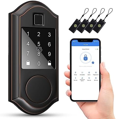 Narpult Smart Lock, Electronic Smart Deadbolt, Keyless Entry Door Lock,Fingerprint Door Lock with Keypad, Smart Door Locks for Front Door-Locking, Smart Locks for Home/Apartment (Oil Rubbed Bronze)