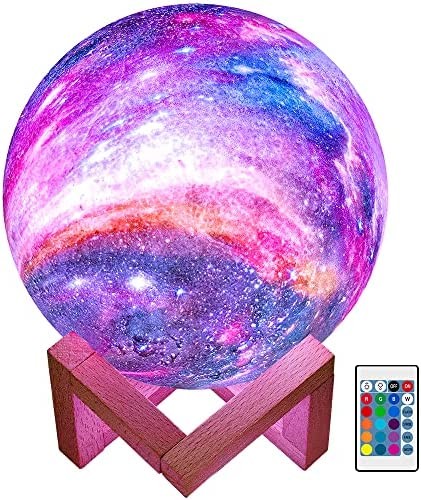 BRIGHTWORLD Moon Lamp Galaxy Lamp 5.9 inch 16 Colors LED 3D Moon Light Lava Lamp, Remote & Touch Control Star lamp Moon Night Light Gifts for Girls Boys Kids Women Birthday