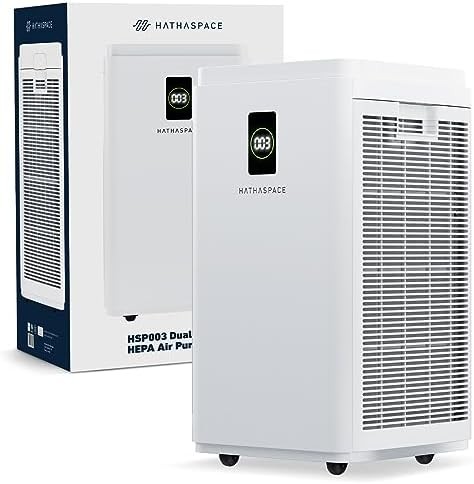 HATHASPACE Dual Filtration Air Purifier for Home Large Room, Office, with True HEPA Air Filter for Allergens, Pets, Smoke, Quiet Smart Air Cleaner