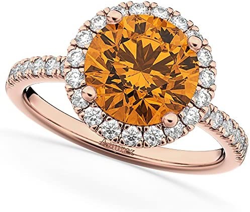 18k Gold (2.50ct) Round Halo Black Diamond and Diamond Accented Engagement Ring