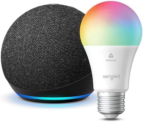 Echo Dot (5th Gen) | Charcoal with Sengled Smart Color Bulb