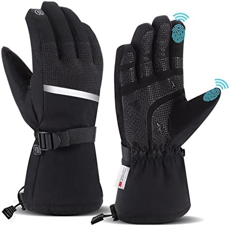 Ski Gloves Waterproof Winter Gloves: Touchscreen Windproof Warm Snow Gloves for Men Women Anti-Slip Cold Weather Skiing Snowboard Glove with Strip for Outdoor Hiking Running Shoveling Snow