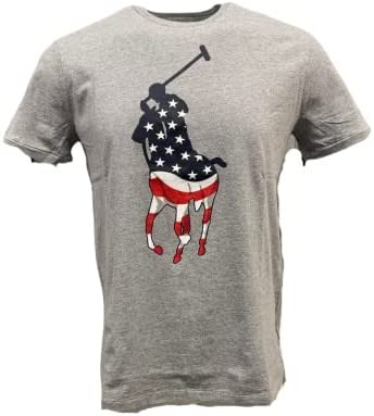 Polo Ralph Lauren Men's American Big Pony Graphic Logo Crew Neck T-Shirt (Small, Grey Heather)