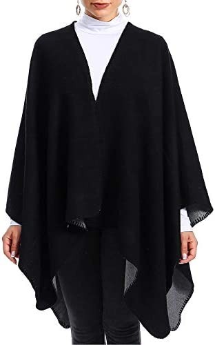 Zando Women's Warm Shawl Wrap Open Front Poncho Cape Color Block Shawls Winter Cardigan Wrap Printed Ponchos for Women 2