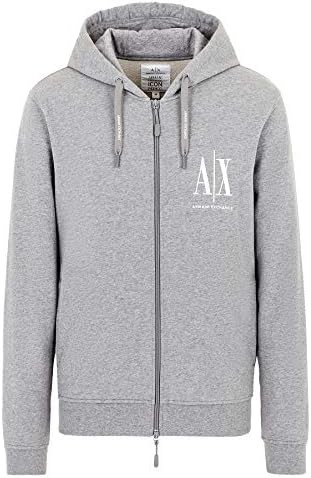 A|X ARMANI EXCHANGE 男款 Icon Project 刺繡拉鍊連帽運動衫