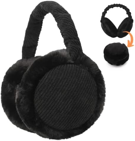 Winter Earmuffs Adjustable Faux Furry Foldable Ear Warmers Outdoor for Women Men