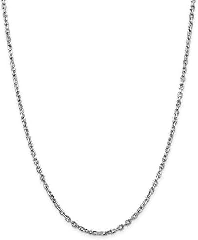 14k Gold D Cut Cable Chain Necklace Jewelry Gifts for Women in White Gold Choice of Lengths 16 18 20 24 and Variety of mm Options