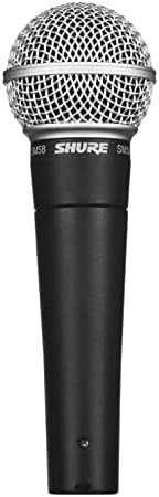 Shure SM58 Cardioid Dynamic Vocal Microphone with Pneumatic Shock Mount, Spherical Mesh Grille with Built-in Pop Filter, A25D Mic Clip, Storage Bag, 3-pin XLR Connector, No Cable Included (SM58-LC)