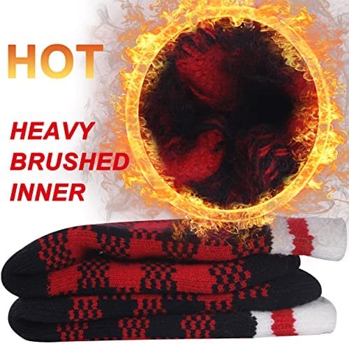 Warm Slipper Socks, Three street Unisex Winter Fur Lined Thick Insulated Heated Non Slip Socks