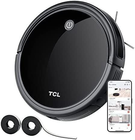 TCL Sweeva 1000 Robot Vacuum Cleaner Ultra Slim 2.76inch, Strong Suction 1500Pa, 120mins Runtime, Washable HEPA Filter, Good for Pet Hair, Hard Floor & Carpets