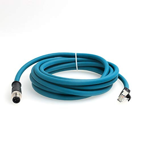 DRRI M12 4pin D-Code Male to RJ45 Ethernet Connector CAT5 Shielded Cable (8M)