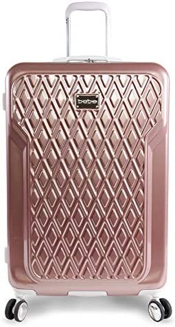 BEBE Women's Luggage Stella 29" Hardside Check in Spinner, Rose Gold, One Size