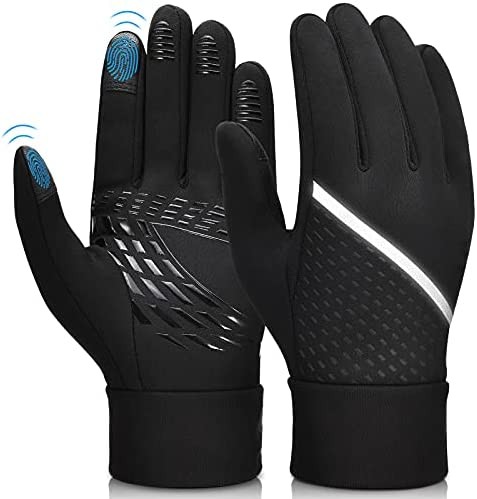 Winter Warm Running Sports Gloves - Cold Weather Ski Outdoor Thermal Bike Black Mittens Touchscreen Gloves Anti-Slip Soft Fleece Lining Full Finger for Man Woman
