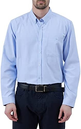 FastRockee Men's Oxford Shirts with Pocket Long Sleeve Regular-Fit