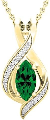 Dazzlingrock Collection 10X5 MM Marquise Lab Created Gemstone & Round Natural White Diamond Ladies Infinity Pendant (Gold Chain Included), 18K Gold