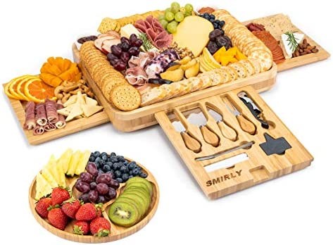 SMIRLY Charcuterie Boards: Large Charcuterie Board Set, Bamboo Cheese Board and Knife Set, Unique House Warming Gifts New Home, Anniversary Wedding Gifts for Couple, Cool Bridal Shower Gifts for Women