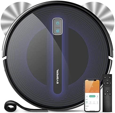 SYSPERL Robot Vacuum Cleaner,2600Pa Strong Suction Power Robotic Vacuums,Works with Alexa Remote WiFi App,Self-Charge Robotic Vacuum Cleaner,Robot Vacuum for Pet Hair,Medium-Pile Carpet, Hard Floor