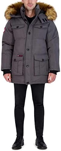 CANADA WEATHER GEAR Parka Coat for Men-Insulated Winter Jacket w/ Faux Fur Hood