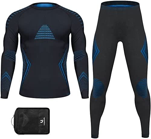 UNIQUEBELLA Men's Thermal Underwear Sets Top & Long Johns Fleece Sweat Quick Drying Thermo Base Layer