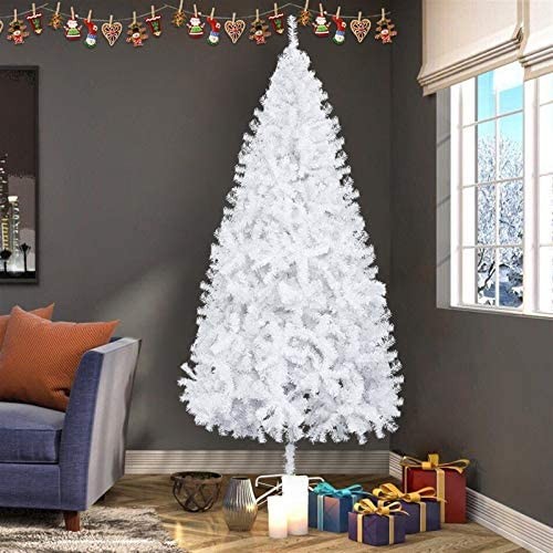 7FT Artificial Christmas Tree,950 Tips Pre-Lit Snow Flocked Artificial Holiday Christmas Pine Tree for Home, Office, Party Decoration,Metal Stand and Hinged Branches