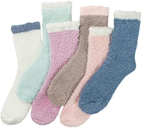 Womens Fuzzy Socks 6 Pairs, Winter Warm Fluffy Slipper Socks, Soft Cozy Thick Fleece Socks Gifts