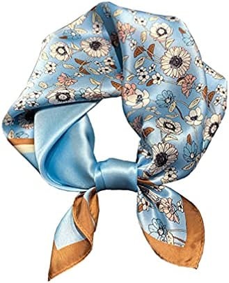 JERLA Women's Men's Small Square satin 100% Real Mulberry Silk Scarfs paisley Hair head face scarf 21" x 21"