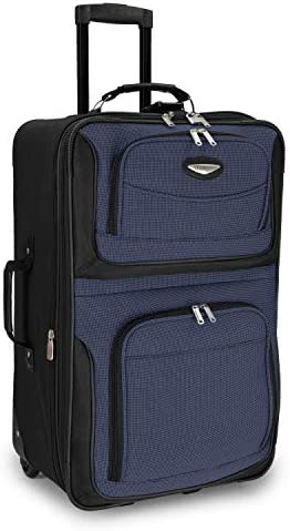 Travel Select Amsterdam Expandable Rolling Upright Luggage, Navy, Checked-Medium 25-Inch
