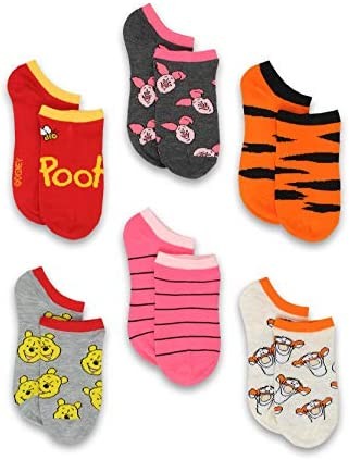 Winnie the Pooh Girls Womens 6 pack Socks (Toddler/Little Kid/Big Kid/Teen/Adult)