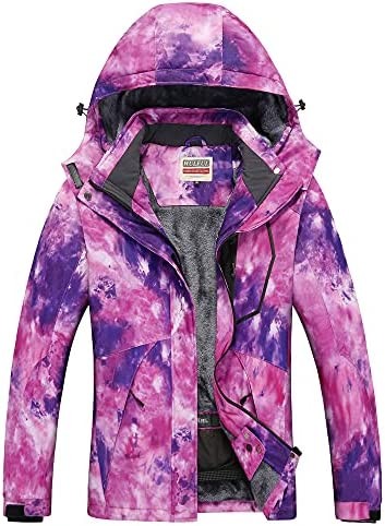 WULFUL Women’s Waterproof Snow Ski Jacket Mountain Windproof Winter Coat with Detachable Hood