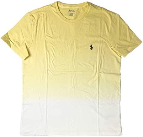 Polo Ralph Lauren Mens Crew Neck T-Shirt (Banana Peel/White/Navy Pony, Large)