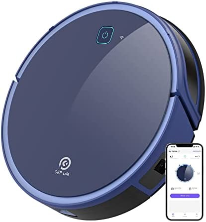 OKP K7 Robot Vacuum Cleaner, Strong Suction, 120Mins Runtime Robotic Vacuums, 4 Cleaning Modes, Works with Alexa/APP/WiFi, Automatic Vacuum Cleaner Robot for Hard Wood Floors and Low Pile Carpets
